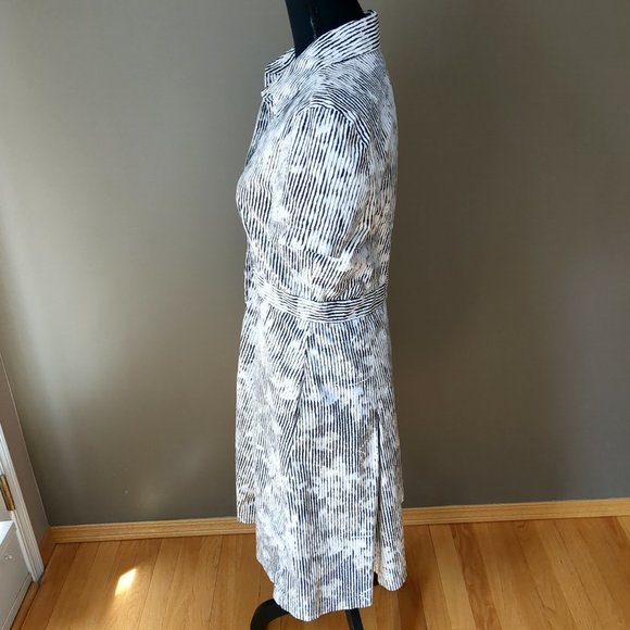 Club Monaco Black White Summer Abstract Printed Button Down Shirt - Picture 3 of 15